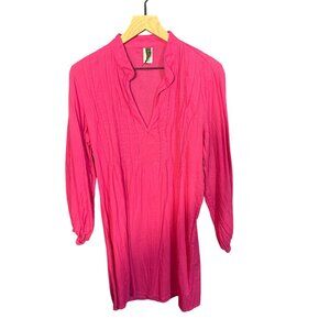 Lauren Ralph Lauren‎ Pink Cotton Swim Coverup Tunic With Elastic Cuffs Womens M